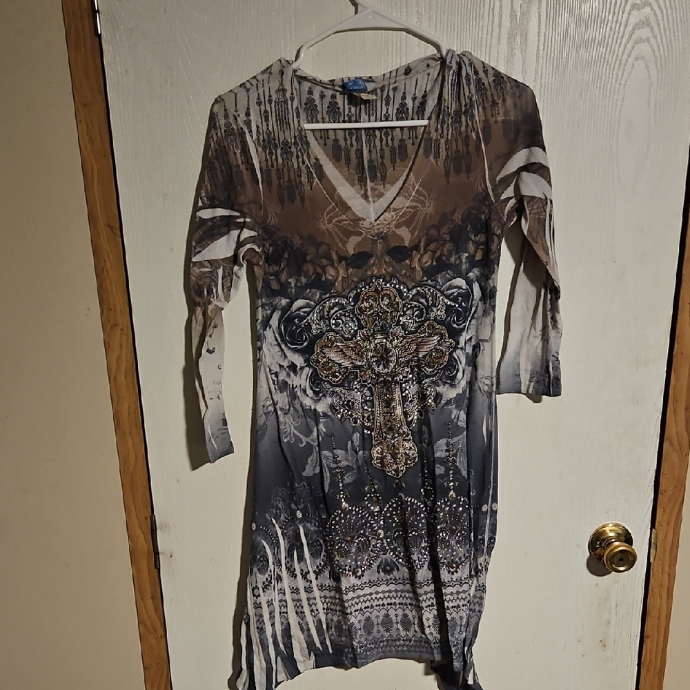 Rouge! Brown and Gray Long Sleeve Dress